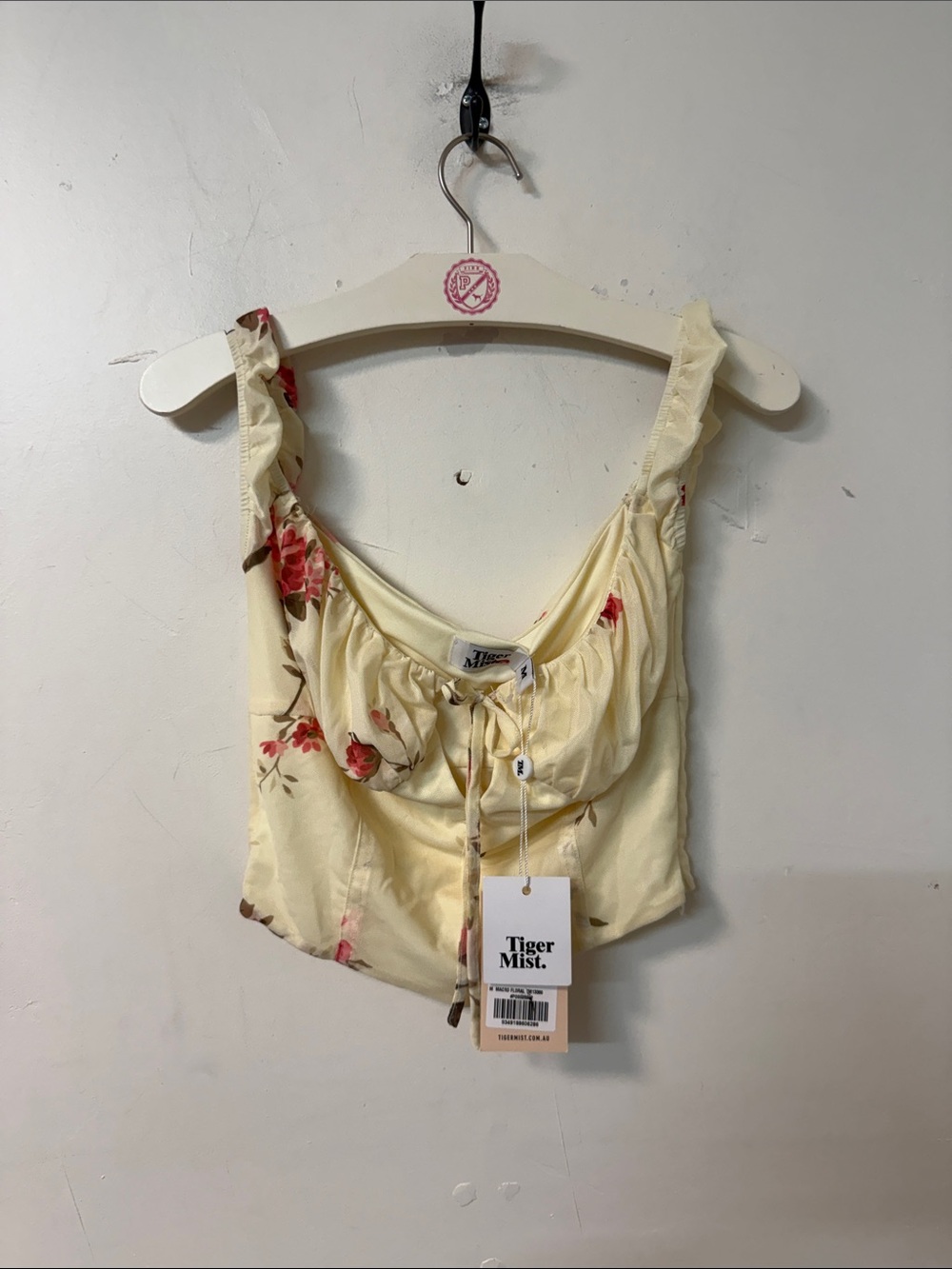 Tiger Mist Cream Floral Tie-Front Camisole